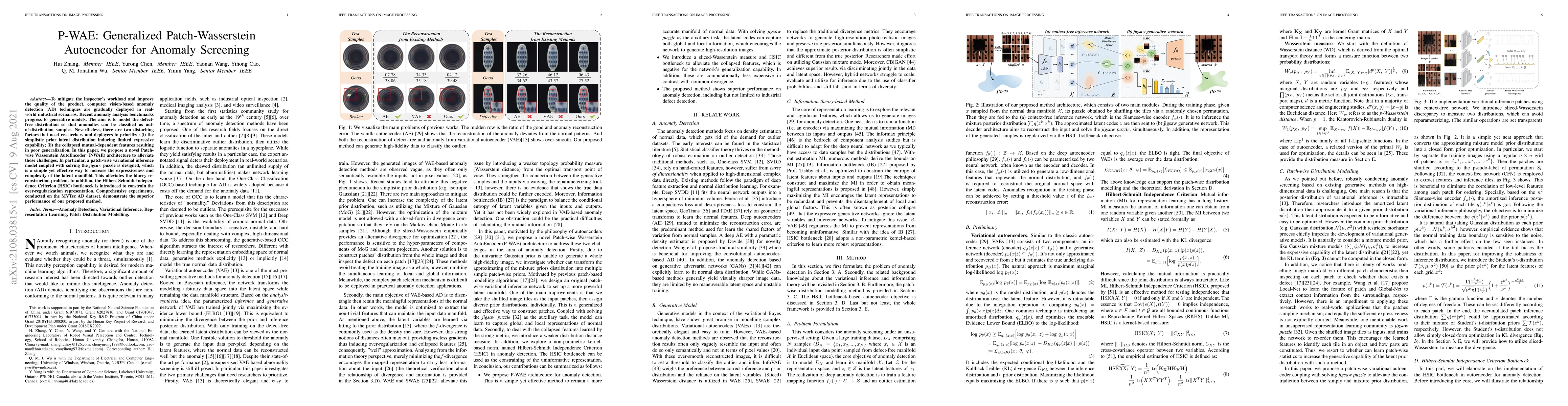Thumbnail for P-WAE: Generalized Patch-Wasserstein Autoencoder for Anomaly Screening