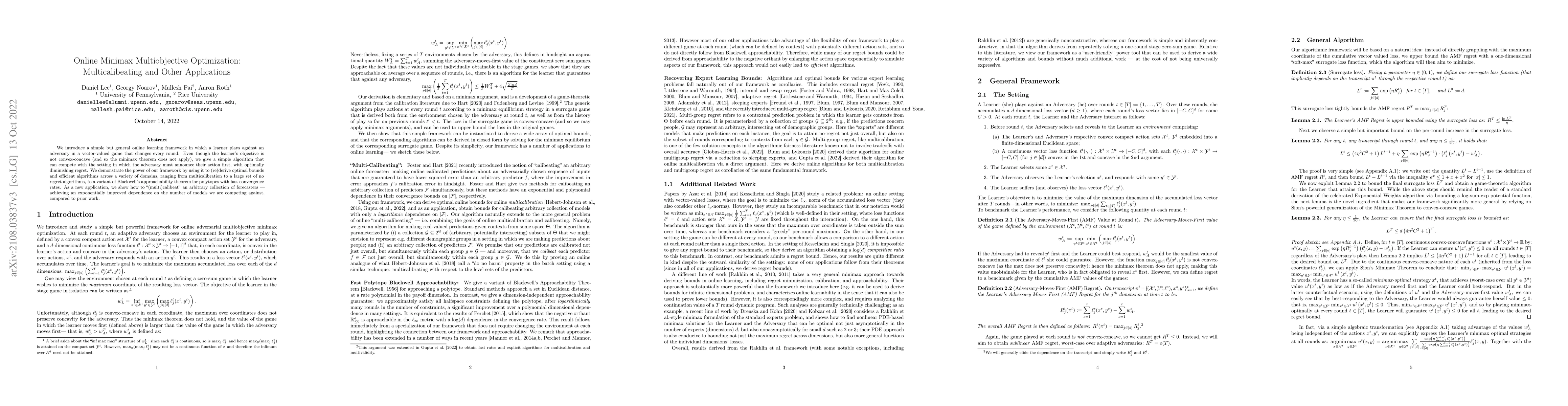 Thumbnail for Online Minimax Multiobjective Optimization: Multicalibeating and Other
  Applications