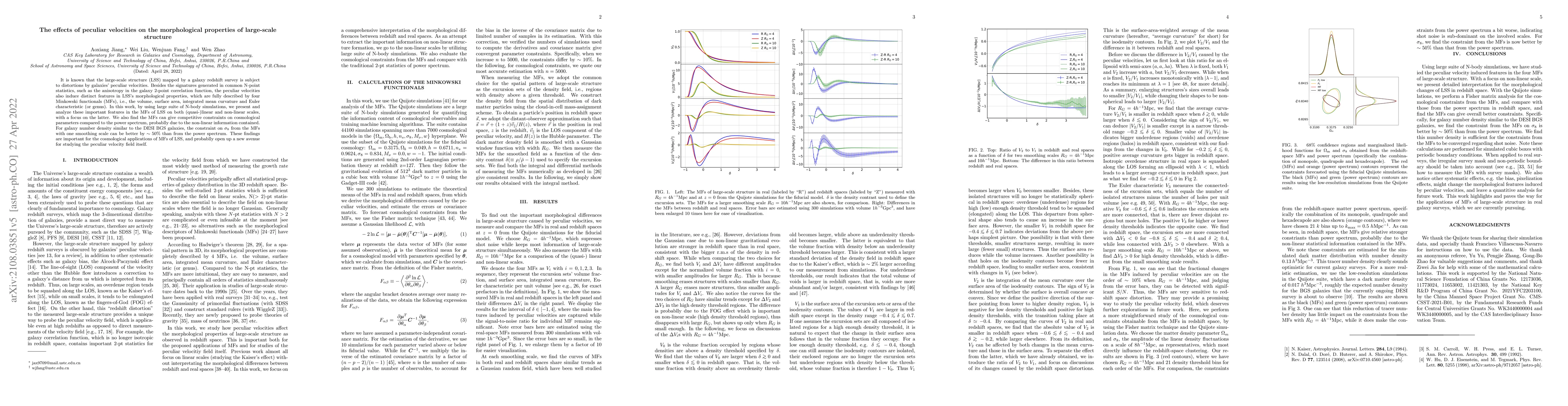 Thumbnail for The effects of peculiar velocities on the morphological properties of
  large-scale structure