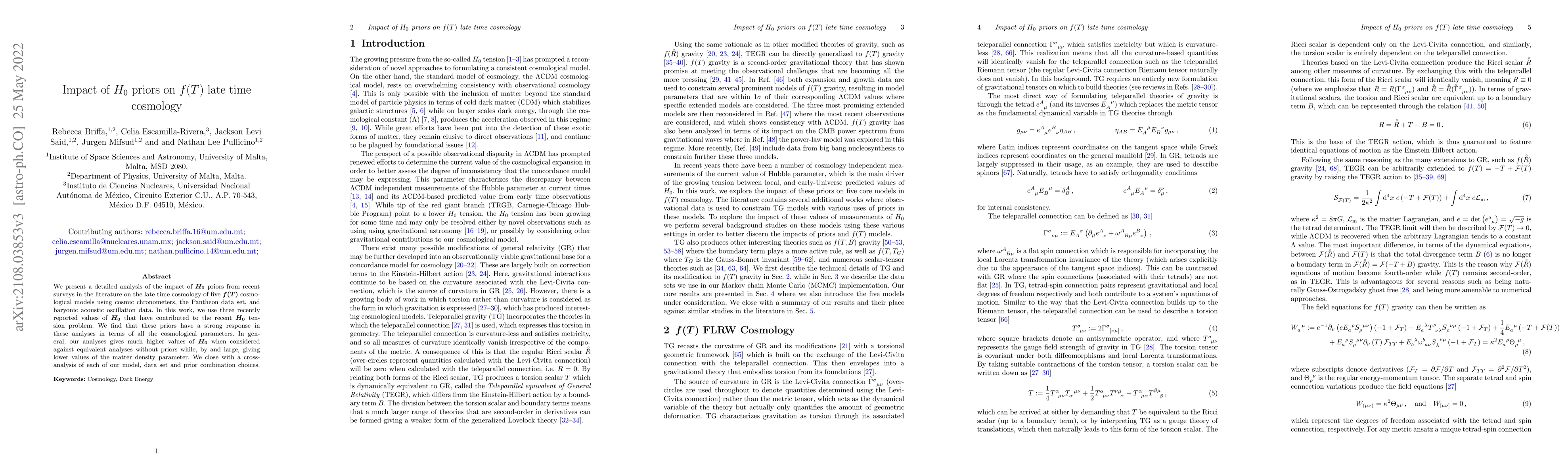 Thumbnail for Impact of $H_0$ priors on $f(T)$ late time cosmology