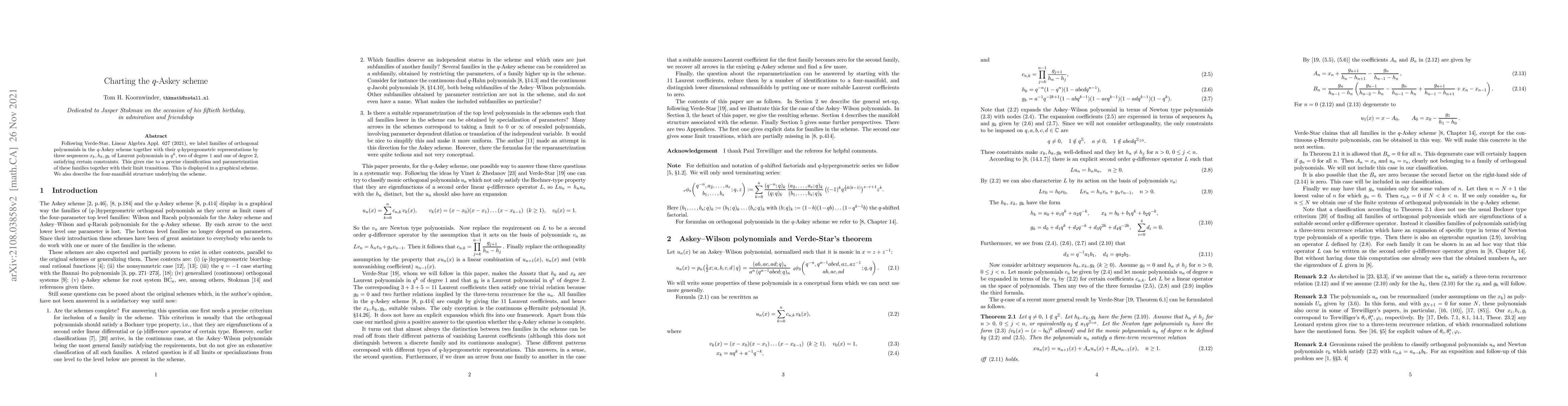Thumbnail for Charting the $q$-Askey scheme