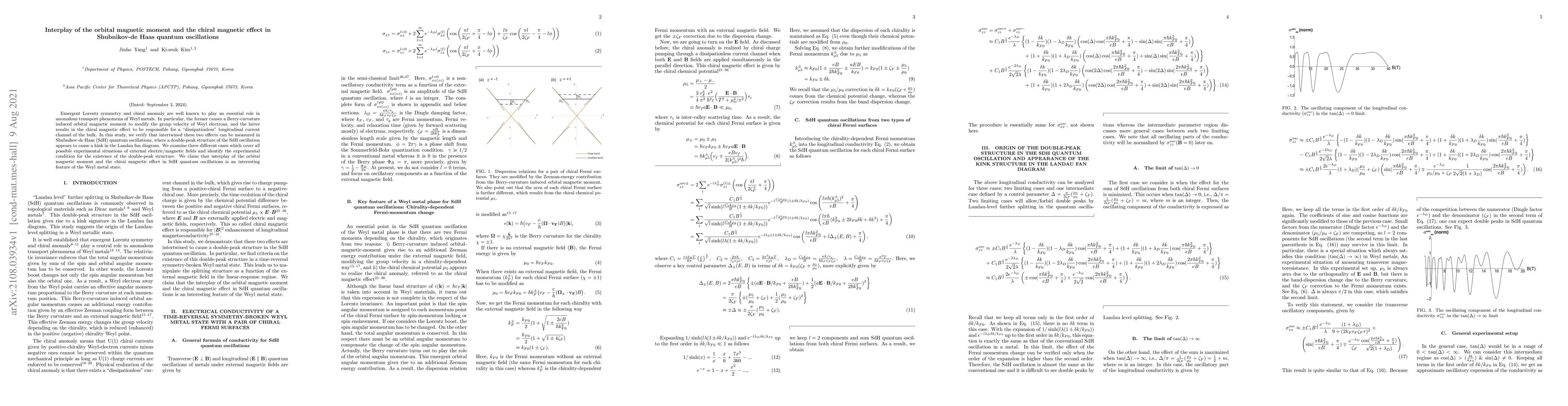 Thumbnail for Interplay of the orbital magnetic moment and the chiral magnetic effect
  in Shubnikov-de Haas quantum oscillations
