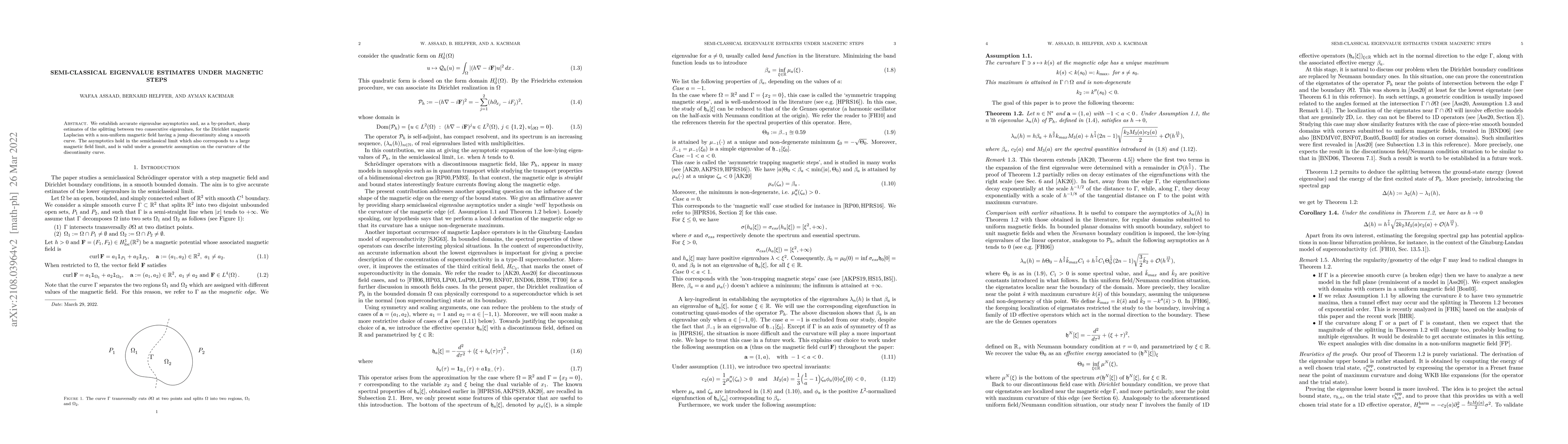 Thumbnail for Semi-classical eigenvalue estimates under magnetic steps (Former title:
  Hearing the shape of a magnetic edge in the semiclassical limit)