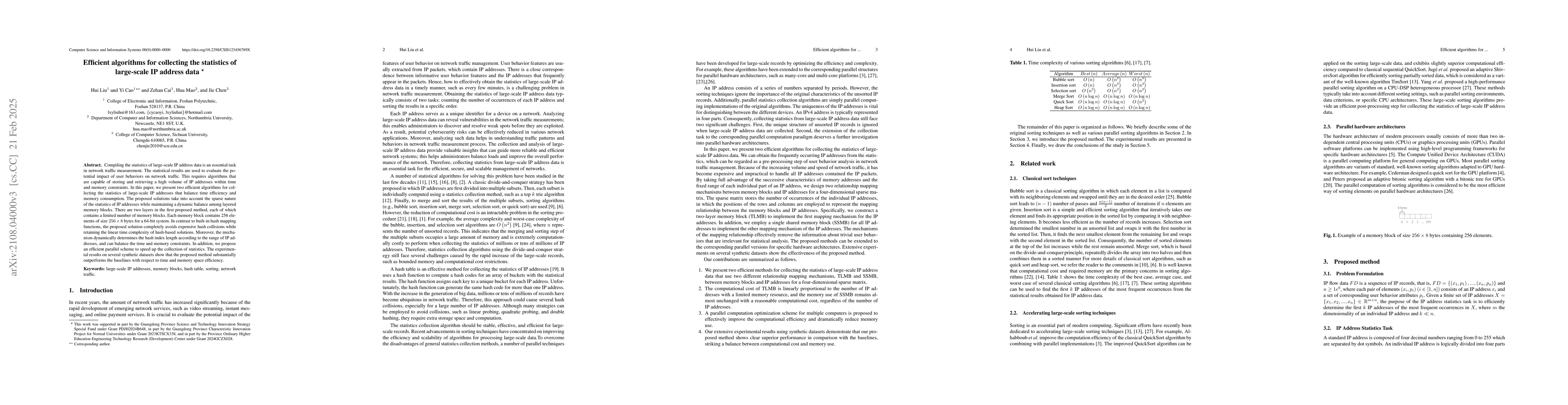 Thumbnail for Efficient algorithms for collecting the statistics of large-scale IP
  address data
