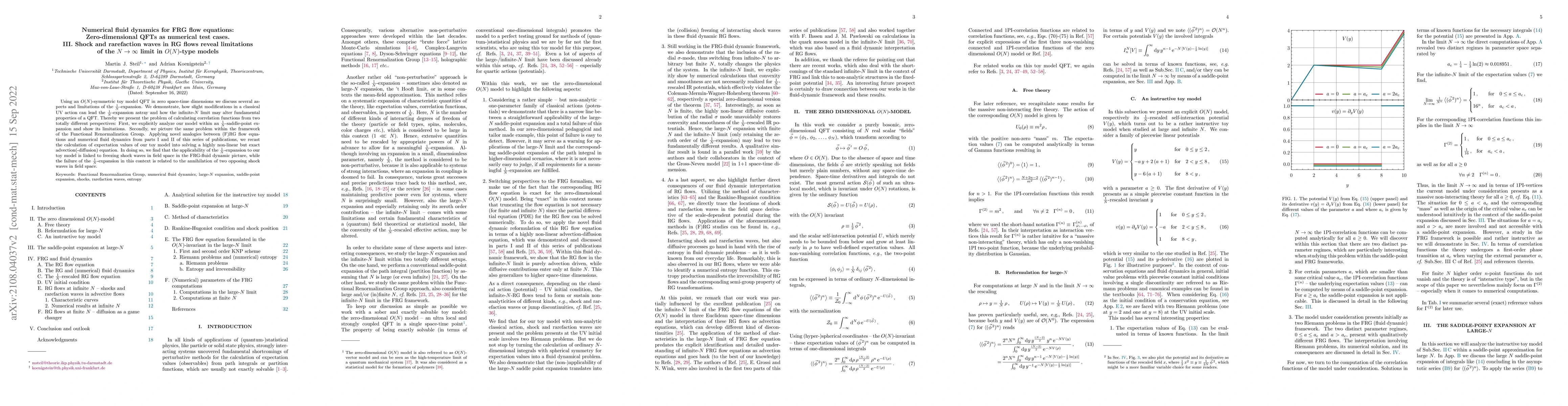 Thumbnail for Numerical fluid dynamics for FRG flow equations: Zero-dimensional QFTs
  as numerical test cases. III. Shock and rarefaction waves in RG flows reveal
  limitations of the $N\rightarrow\infty$ limit in $O(N)$-type models