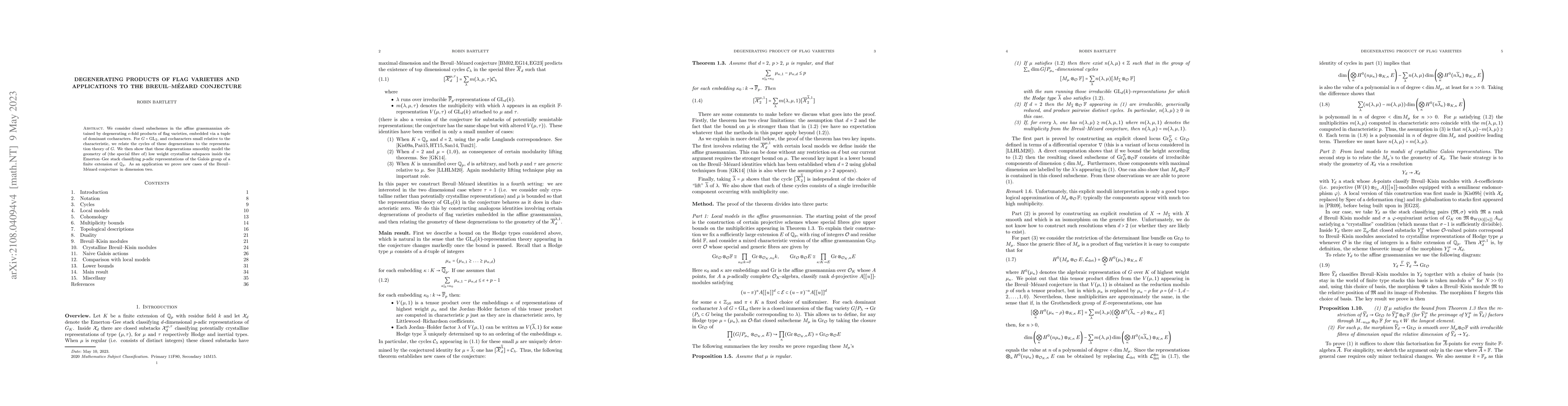 Thumbnail for Degenerating products of flag varieties and applications to the
  Breuil--Mezard conjecture