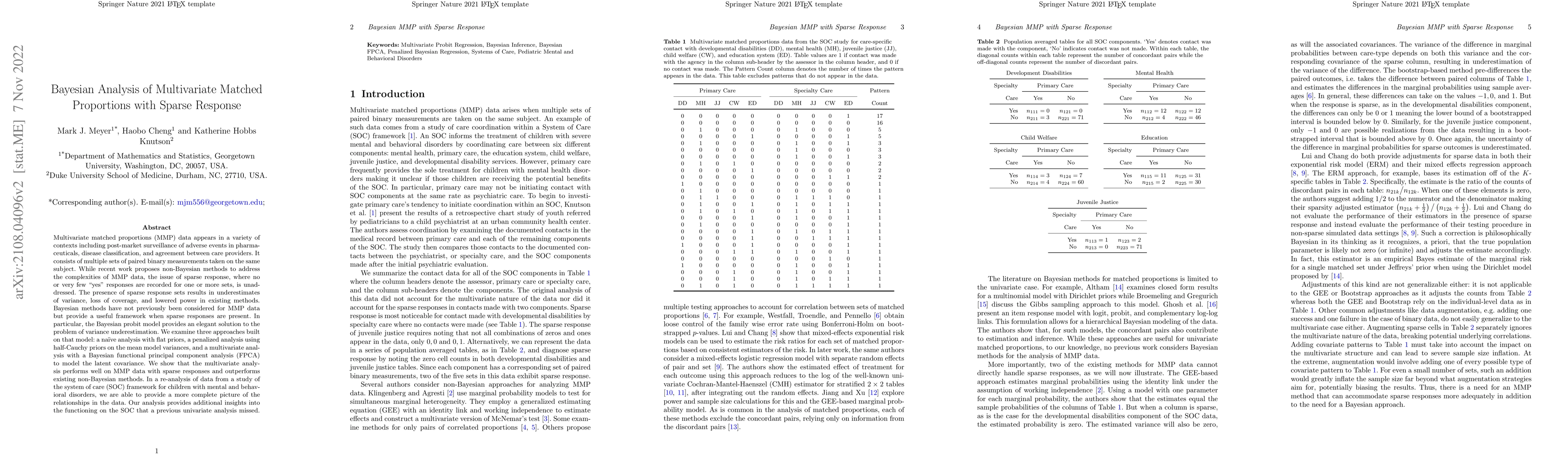 Thumbnail for Bayesian Analysis of Multivariate Matched Proportions with Sparse
  Response