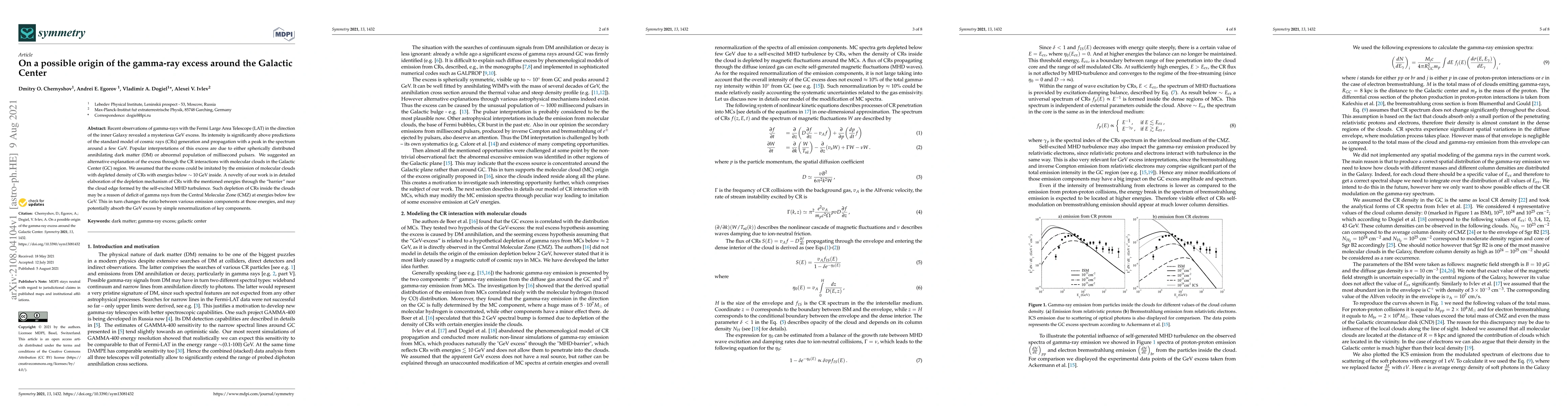 Thumbnail for On a possible origin of the gamma-ray excess around the Galactic Center