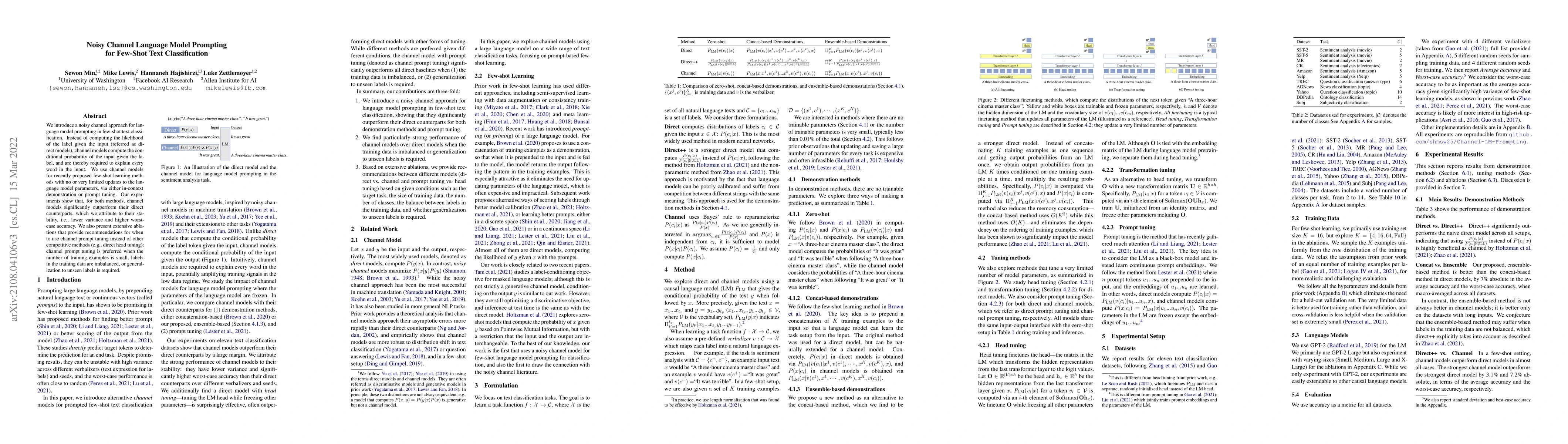 Thumbnail for Noisy Channel Language Model Prompting for Few-Shot Text Classification