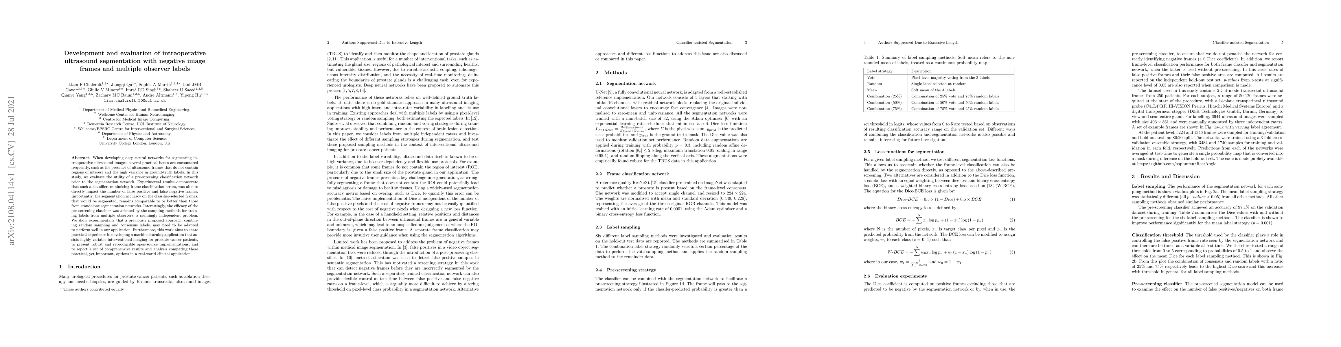 Thumbnail for Development and evaluation of intraoperative ultrasound segmentation
  with negative image frames and multiple observer labels