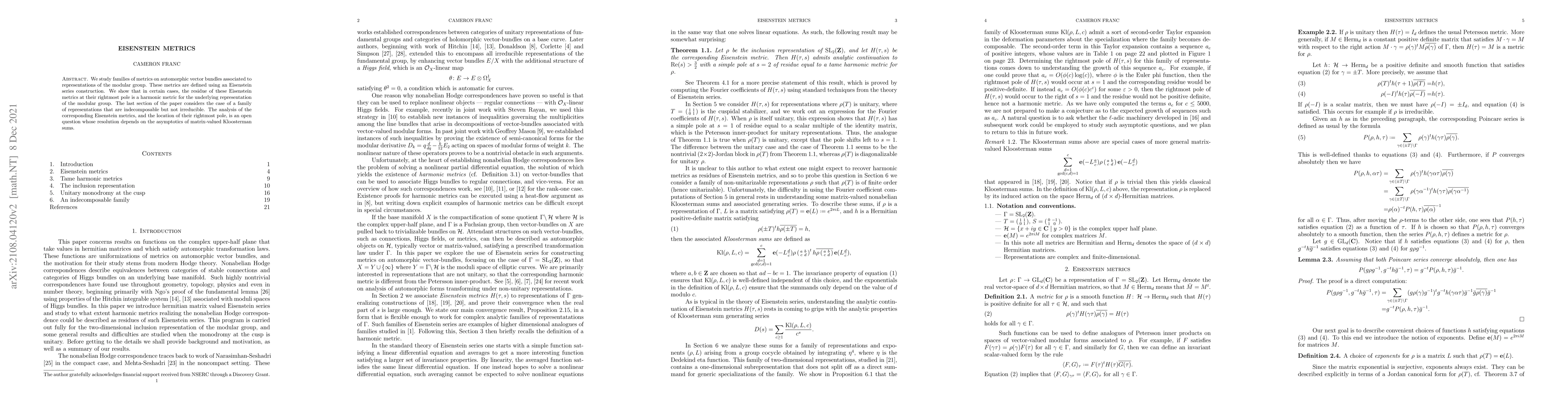 Thumbnail for Eisenstein Metrics