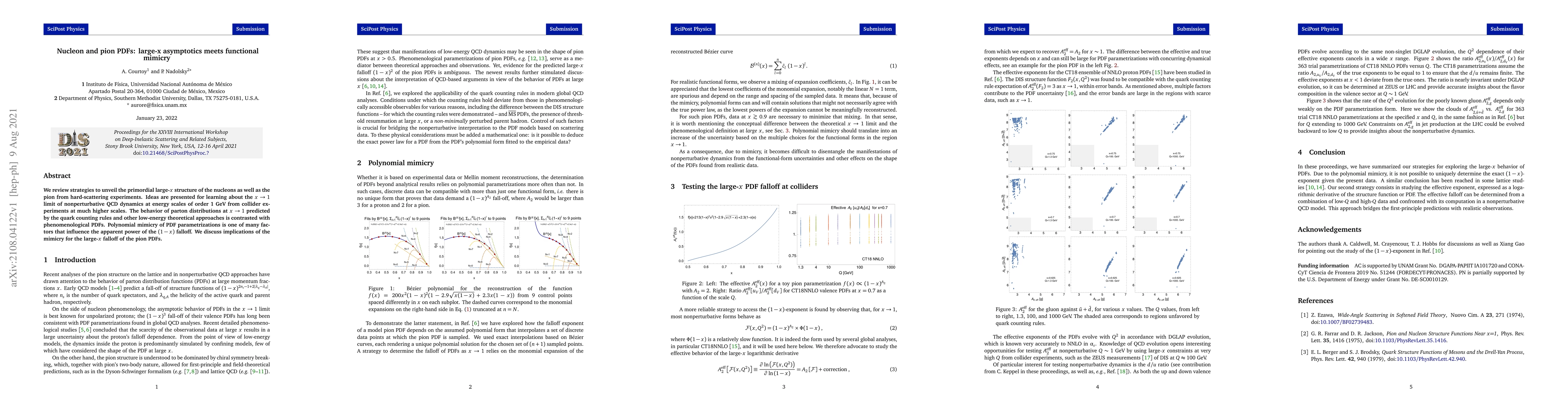 Thumbnail for Nucleon and pion PDFs: large-x asymptotics meets functional mimicry