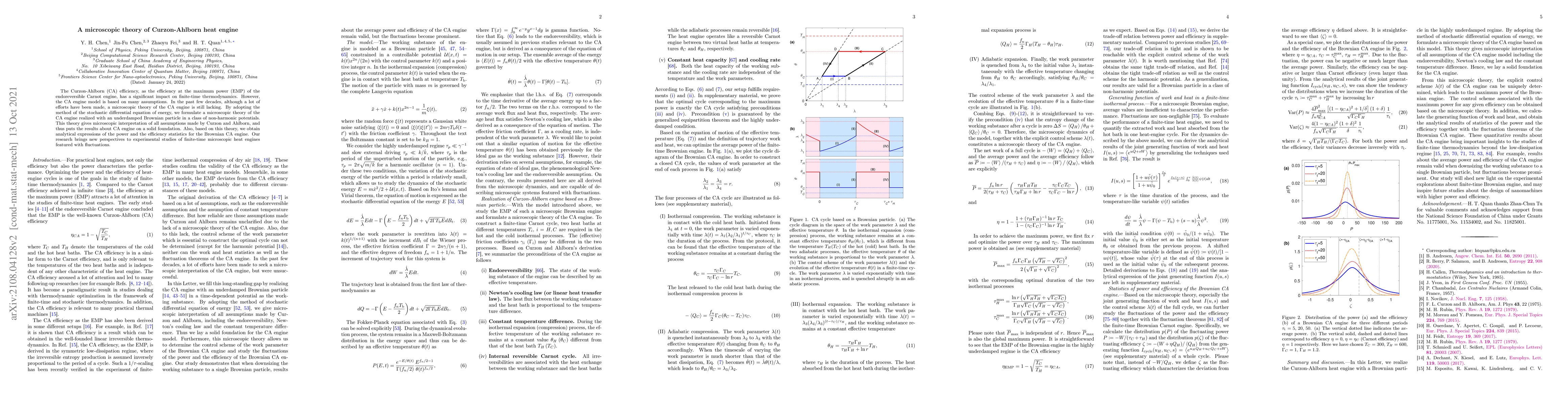 Thumbnail for A microscopic theory of Curzon-Ahlborn heat engine