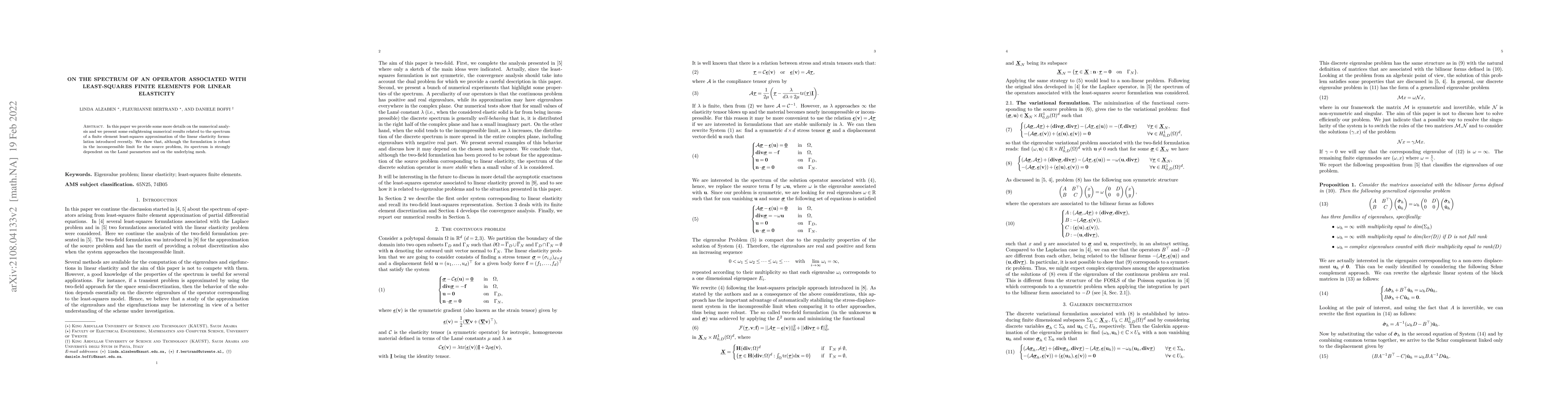 Thumbnail for On the spectrum of an operator associated with least-squares finite
  elements for linear elasticity