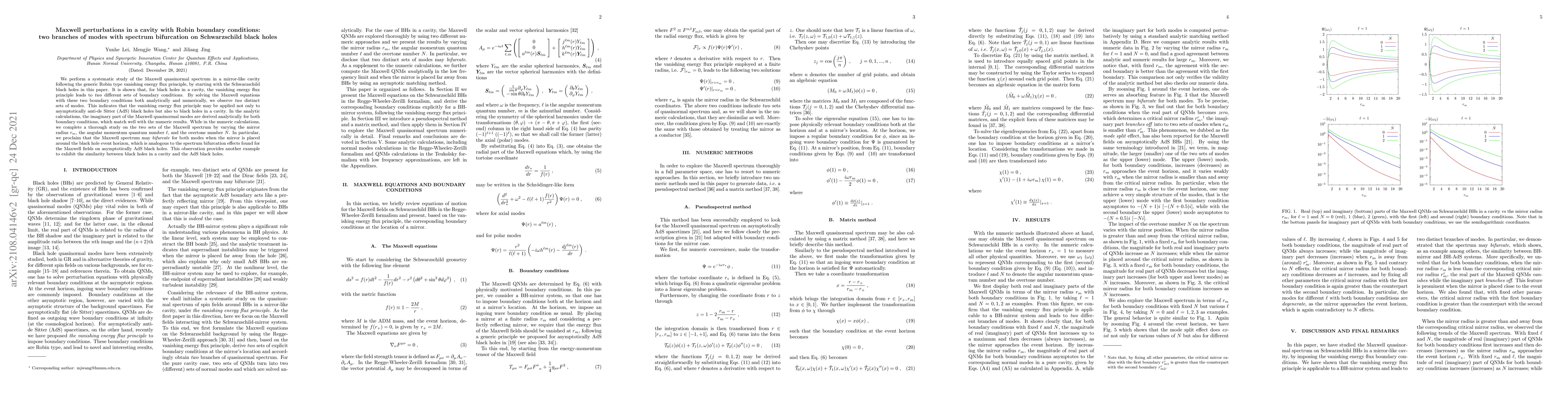 Thumbnail for Maxwell perturbations in a cavity with Robin boundary conditions: two
  branches of modes with spectrum bifurcation on Schwarzschild black holes