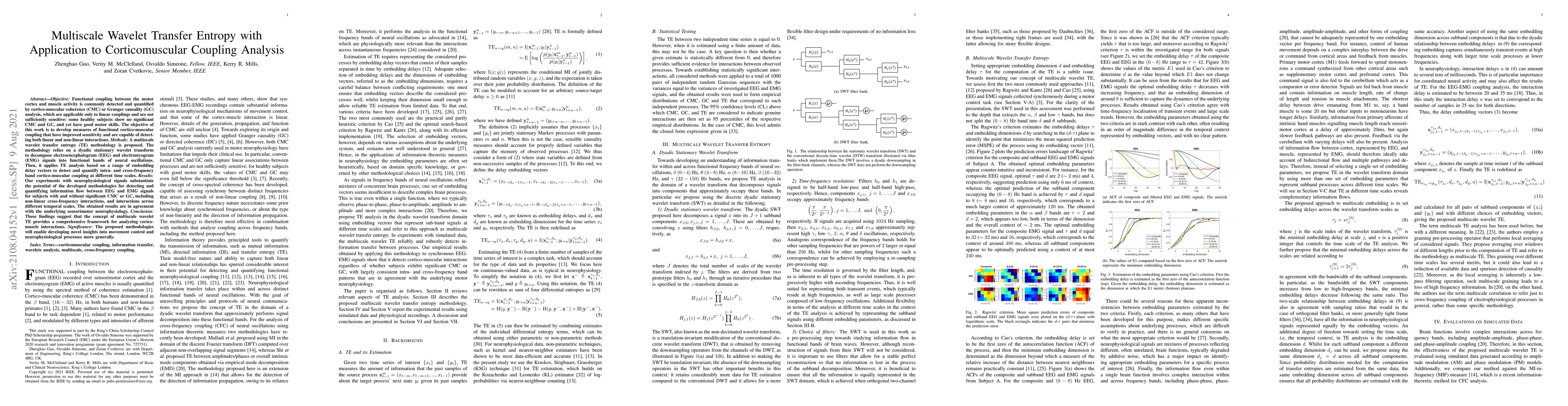 Thumbnail for Multiscale Wavelet Transfer Entropy with Application to Corticomuscular
  Coupling Analysis