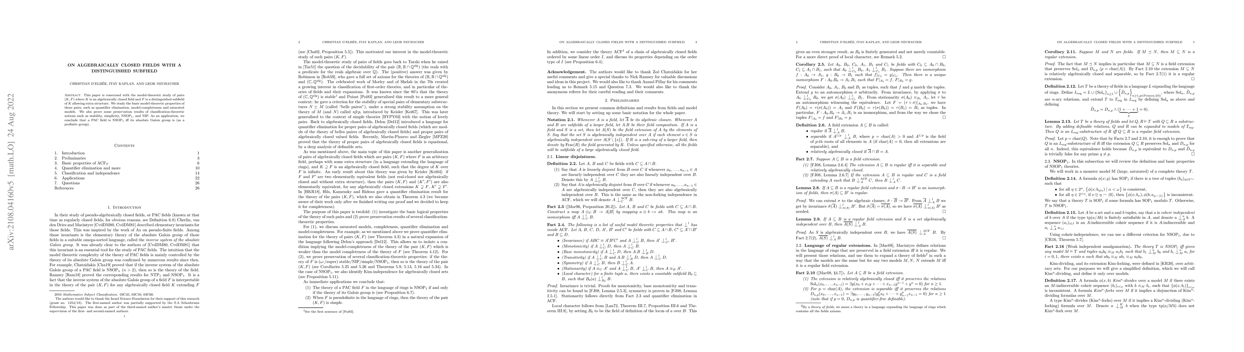 Thumbnail for On algebraically closed fields with a distinguished subfield