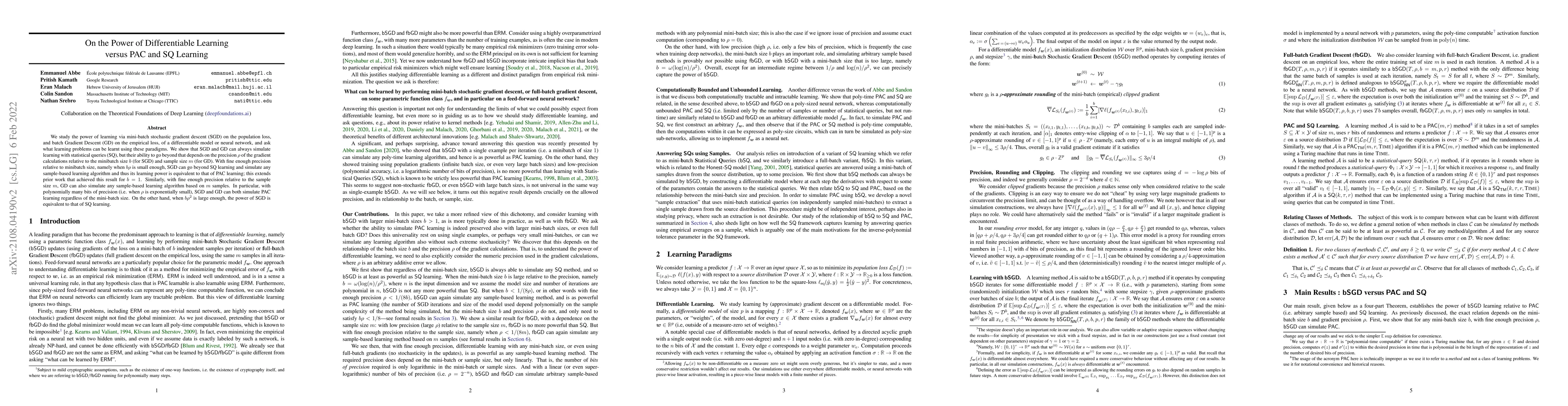 Thumbnail for On the Power of Differentiable Learning versus PAC and SQ Learning