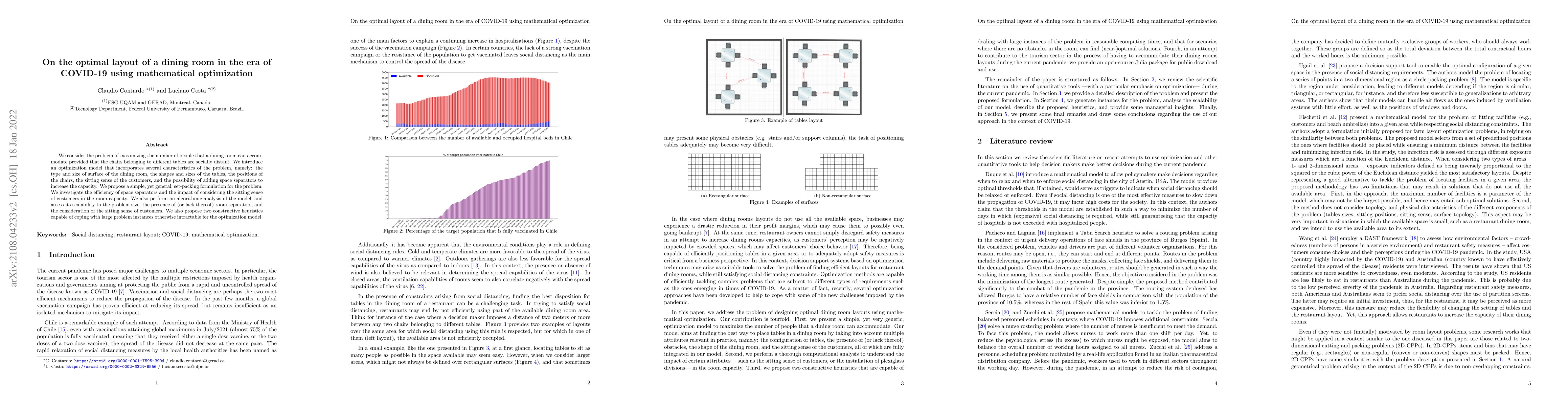 Thumbnail for On the optimal layout of a dining room in the era of COVID-19 using
  mathematical optimization