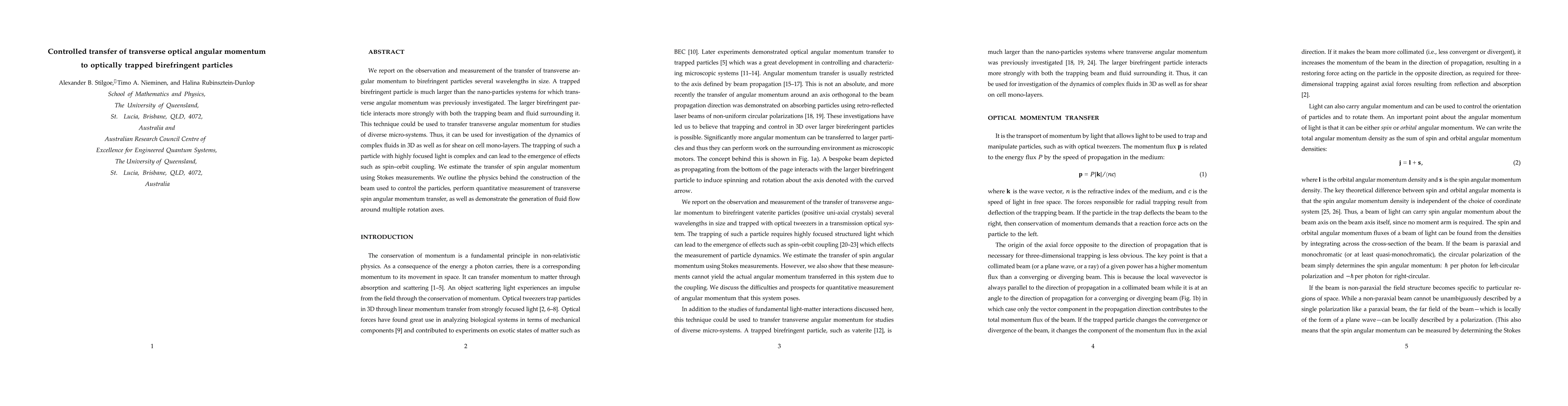 Thumbnail for Controlled transfer of transverse optical angular momentum to optically
  trapped birefringent particles