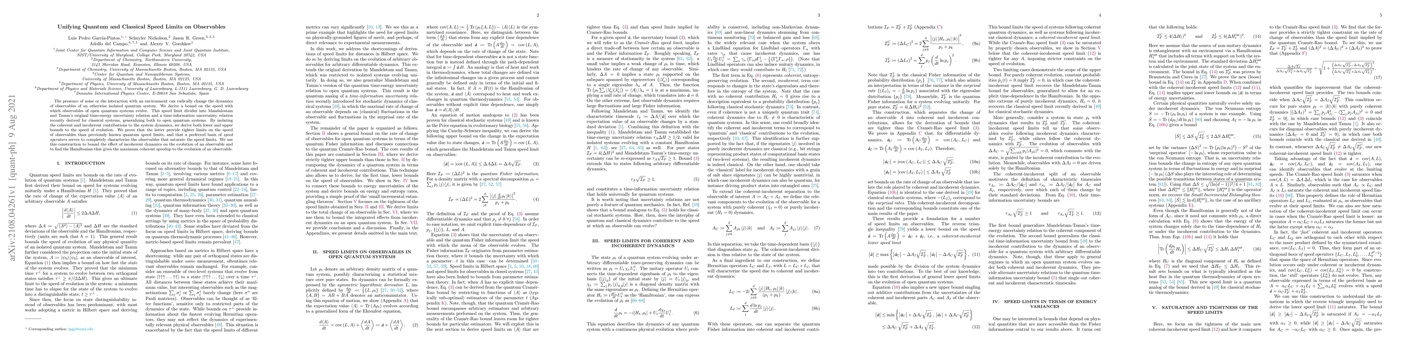 Thumbnail for Unifying Quantum and Classical Speed Limits on Observables