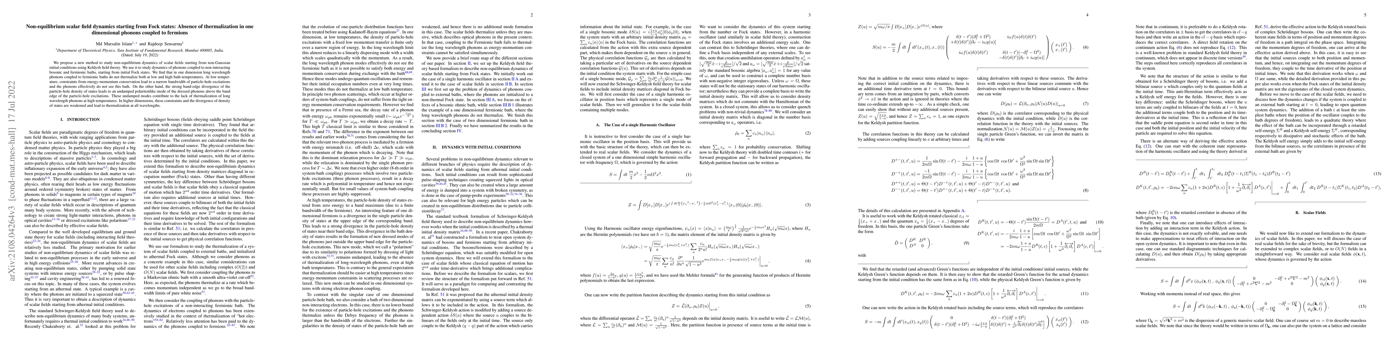 Thumbnail for Non-equilibrium scalar field dynamics starting from Fock states: Absence
  of thermalization in one dimensional phonons coupled to fermions