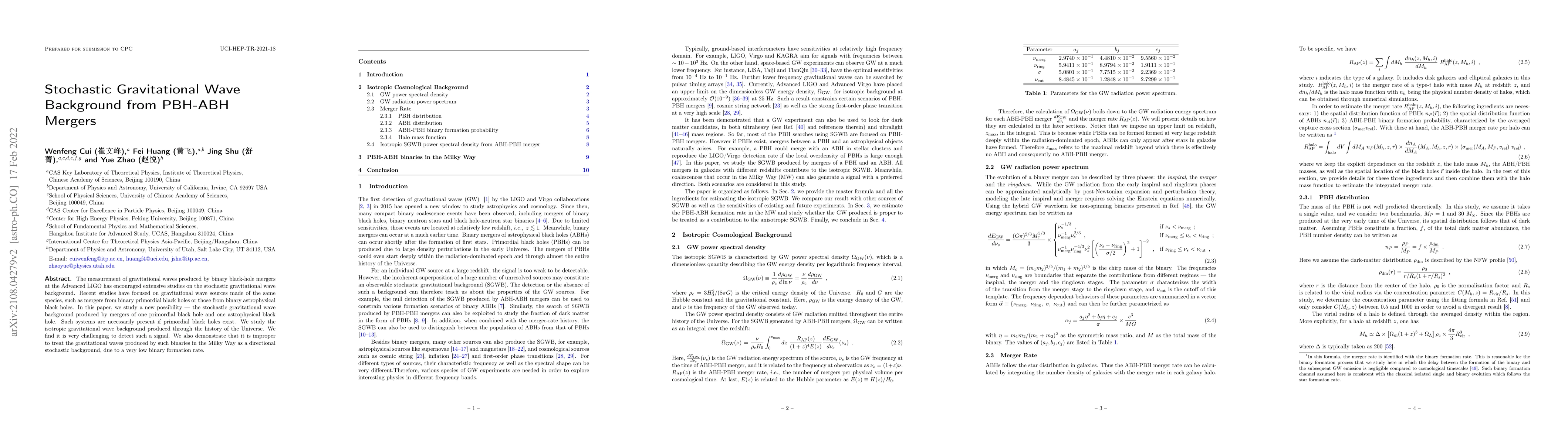 Thumbnail for Stochastic Gravitational Wave Background from PBH-ABH Mergers