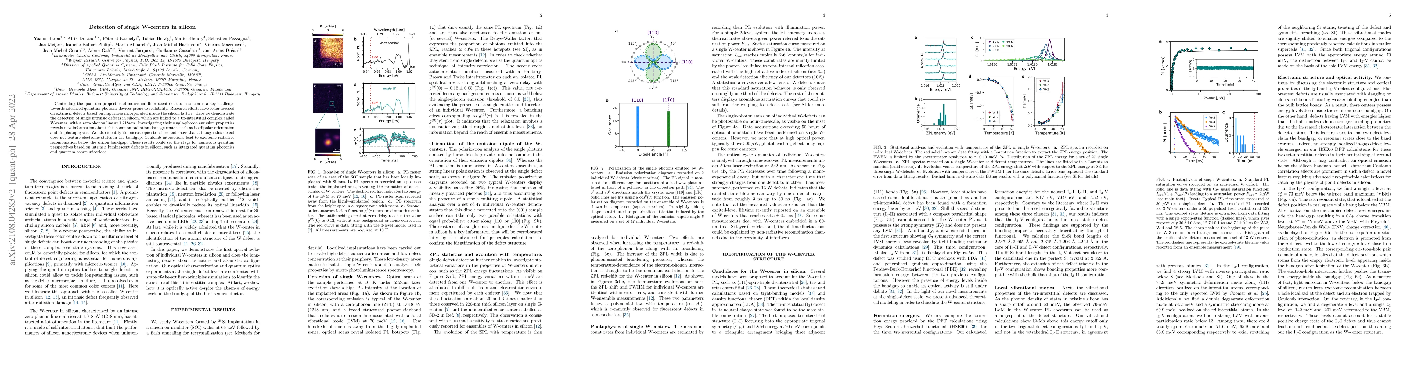 Thumbnail for Detection of single W-centers in silicon