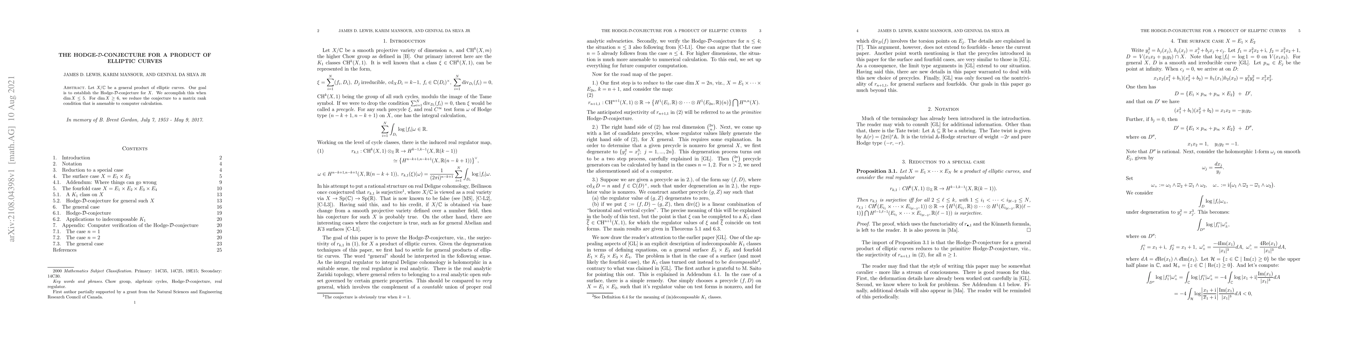 Thumbnail for The Hodge-D-Conjecture fora Product of Elliptic Curves