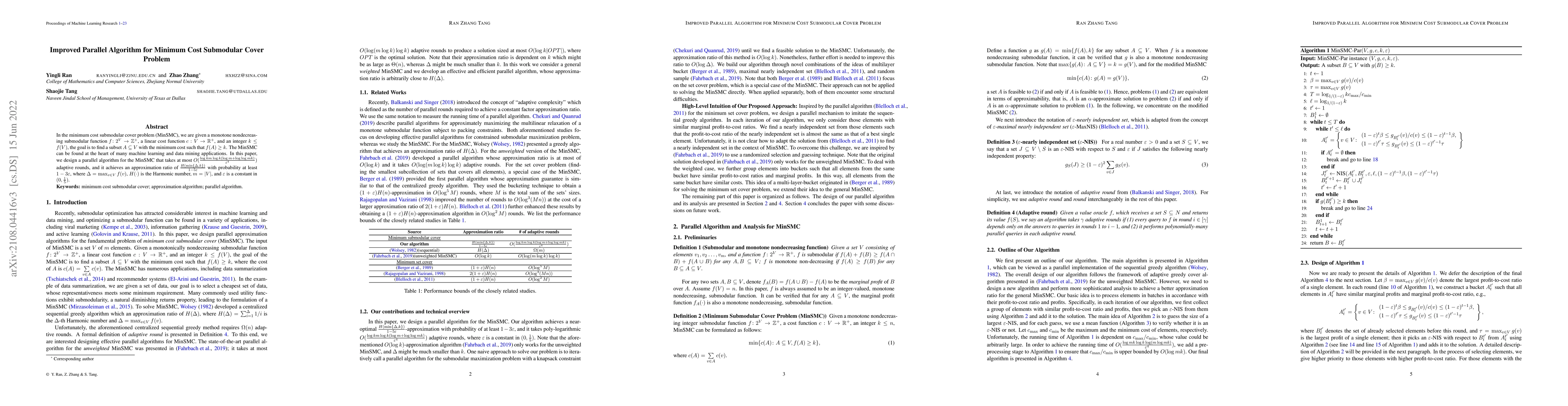 Thumbnail for Improved Parallel Algorithm for Minimum Cost Submodular Cover Problem