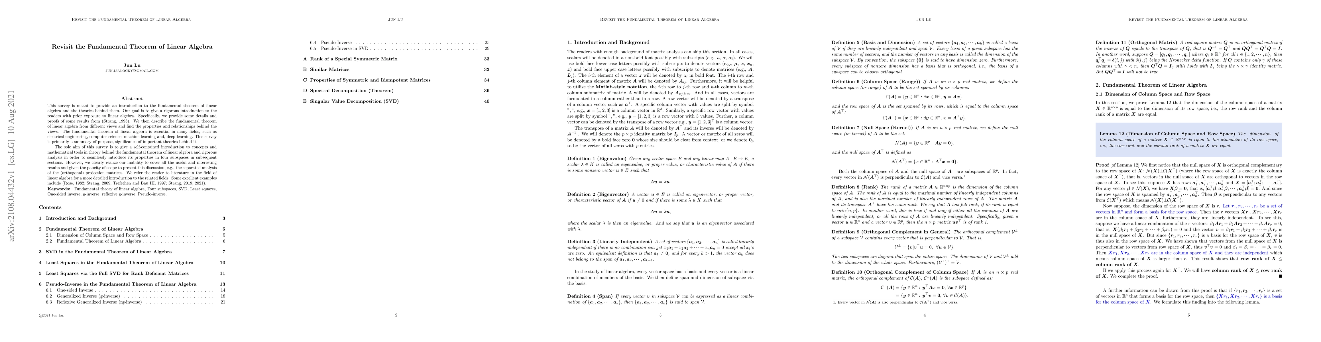 Thumbnail for Revisit the Fundamental Theorem of Linear Algebra