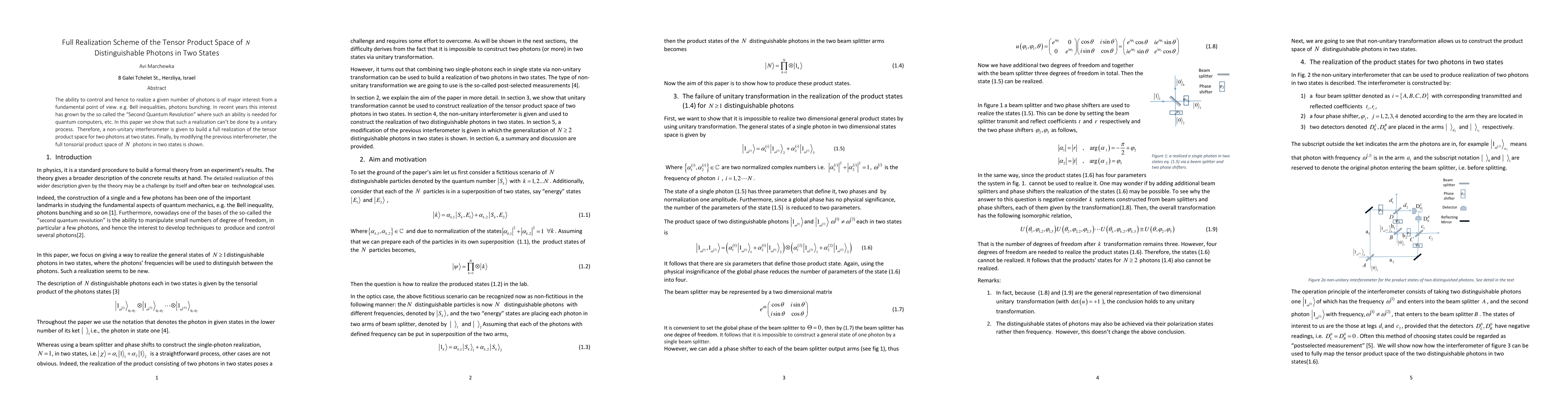 Thumbnail for Full Realization Scheme of the Tensor Product Space of N Distinguishable
  Photons in Two States