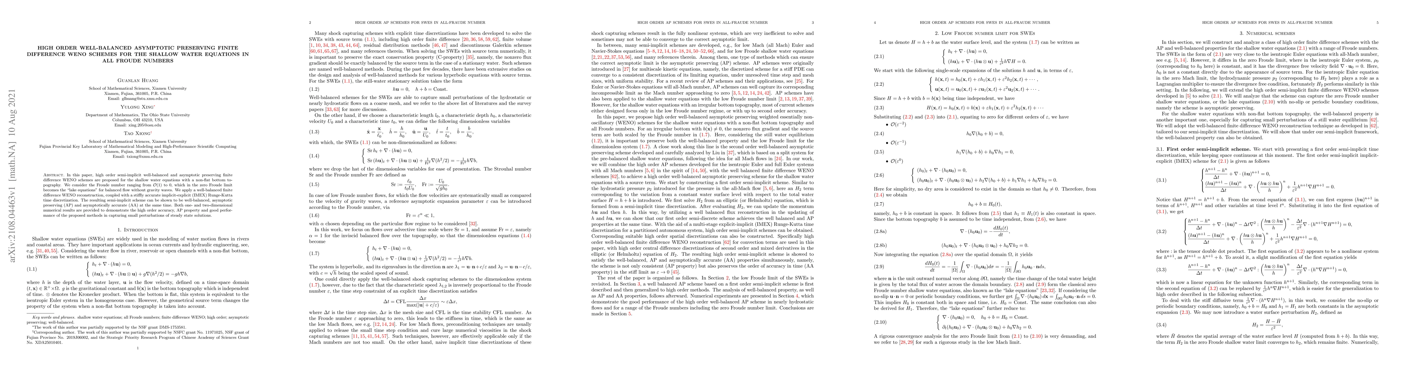 Thumbnail for High order well-balanced asymptotic preserving finite difference WENO
  schemes for the shallow water equations in all Froude numbers