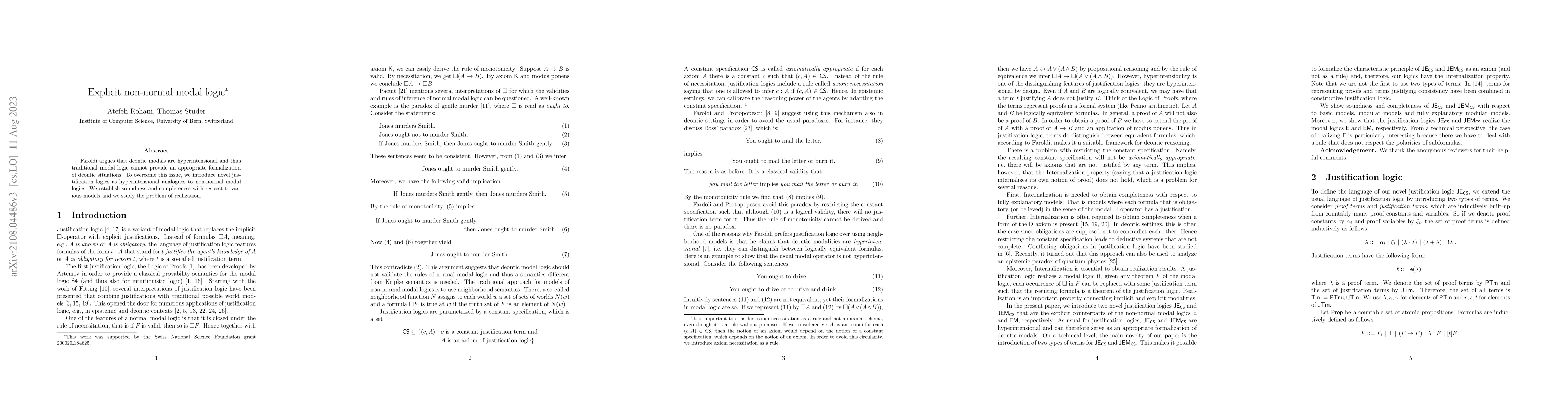 Thumbnail for Explicit non-normal modal logic
