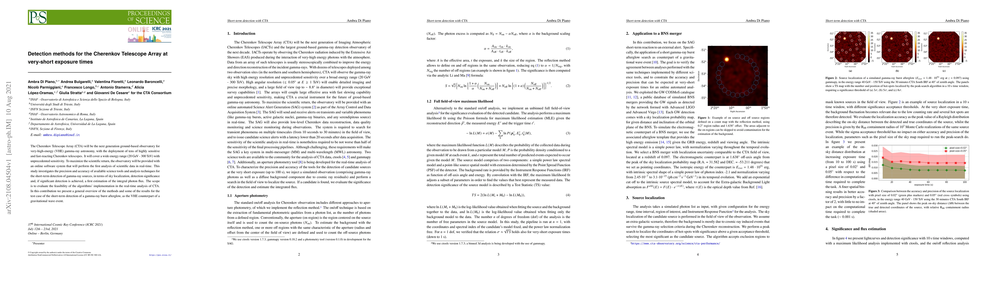 Thumbnail for Detection methods for the Cherenkov Telescope Array at very-short
  exposure times