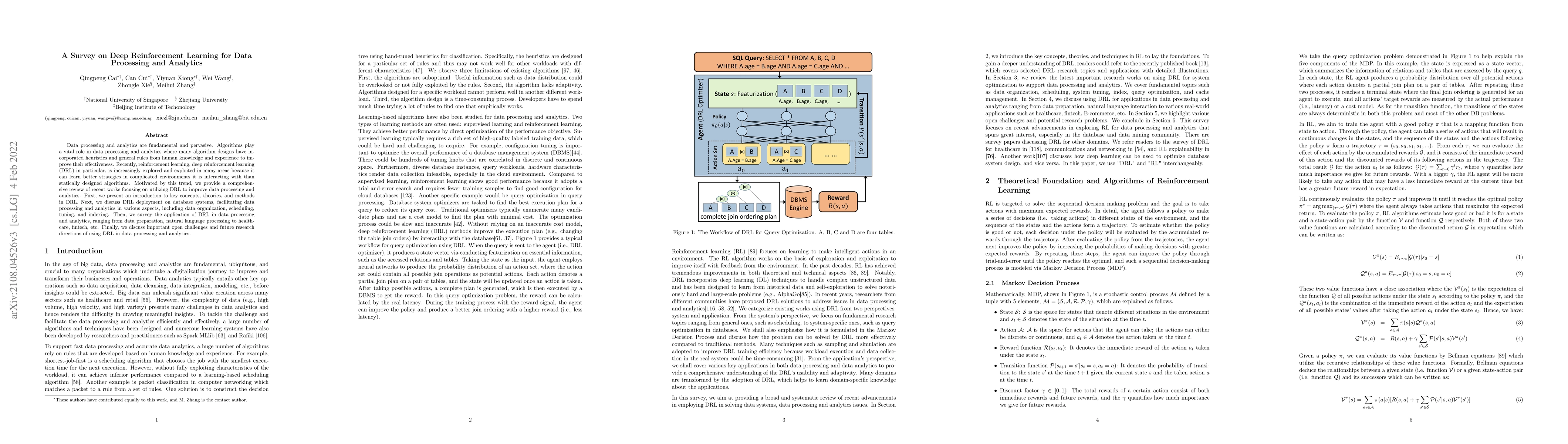 Thumbnail for A Survey on Deep Reinforcement Learning for Data Processing and
  Analytics