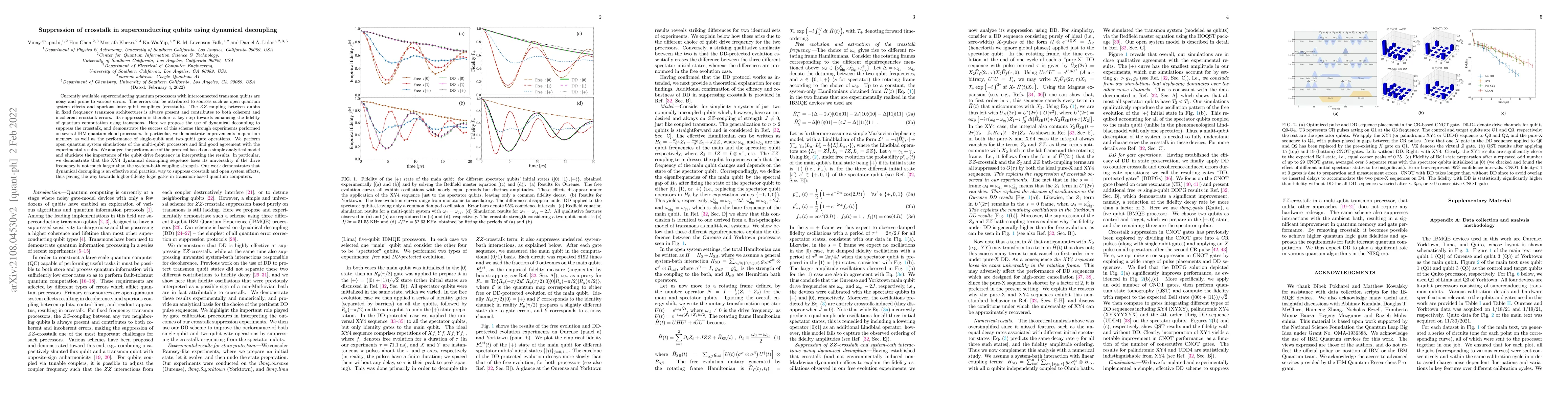 Thumbnail for Suppression of crosstalk in superconducting qubits using dynamical
  decoupling