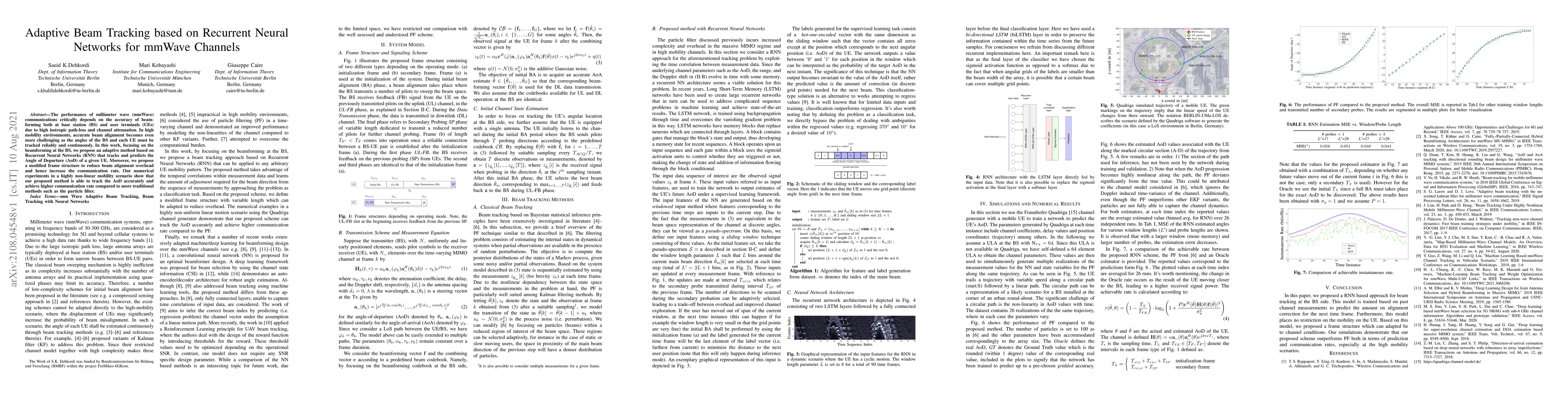 Thumbnail for Adaptive Beam Tracking based on Recurrent Neural Networks for mmWave
  Channels