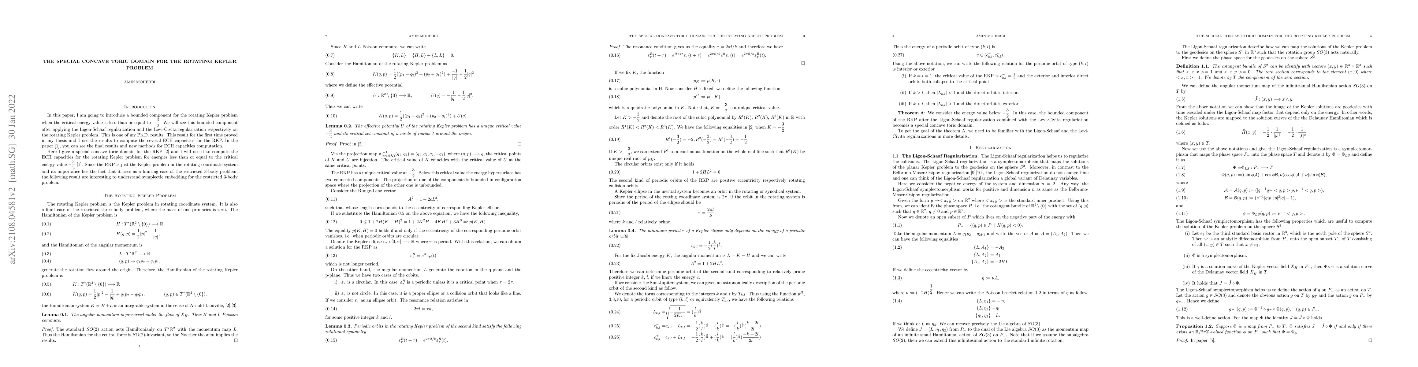 Thumbnail for The special concave toric domain for the rotating Kepler problem