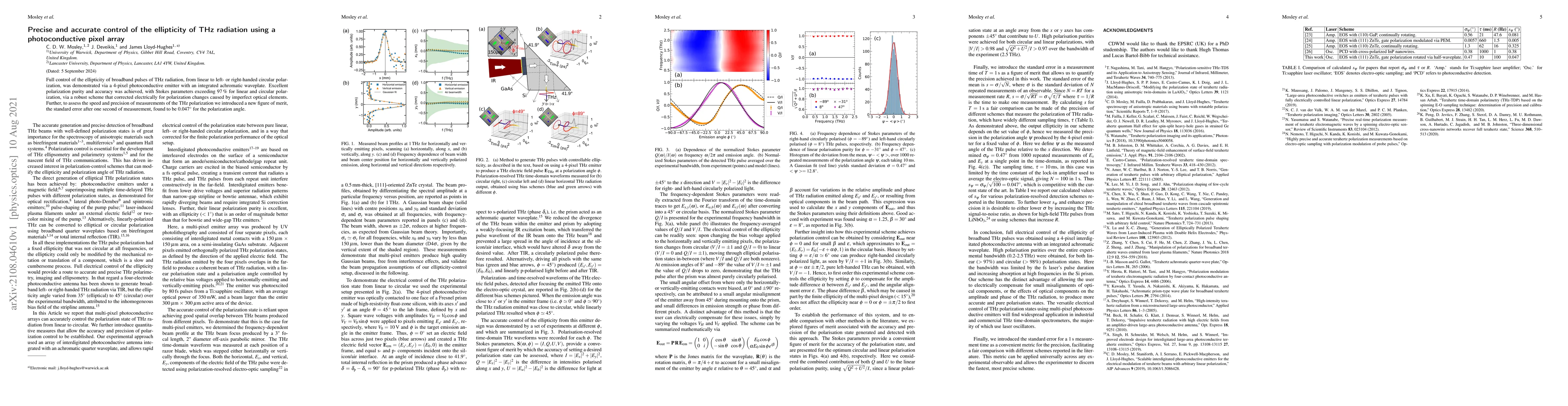 Thumbnail for Precise and accurate control of the ellipticity of THz radiation using a
  photoconductive pixel array