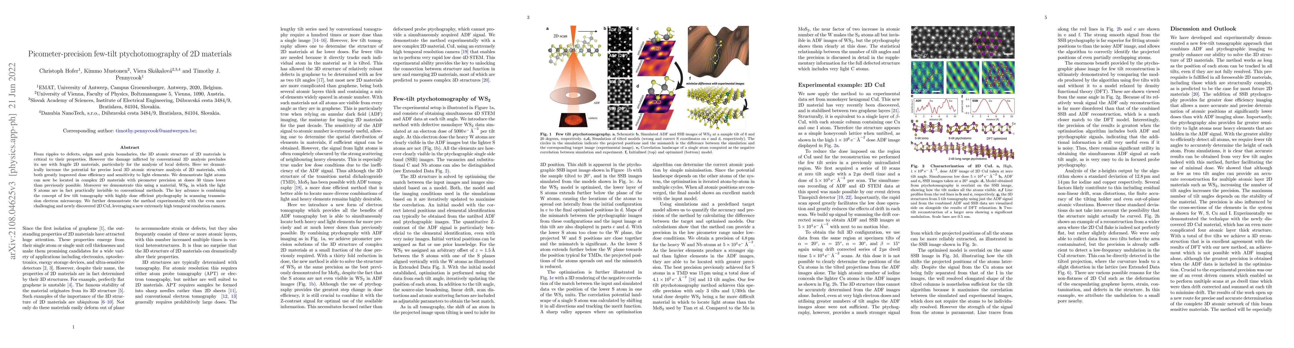 Thumbnail for Picometer-precision few-tilt ptychotomography of 2D materials