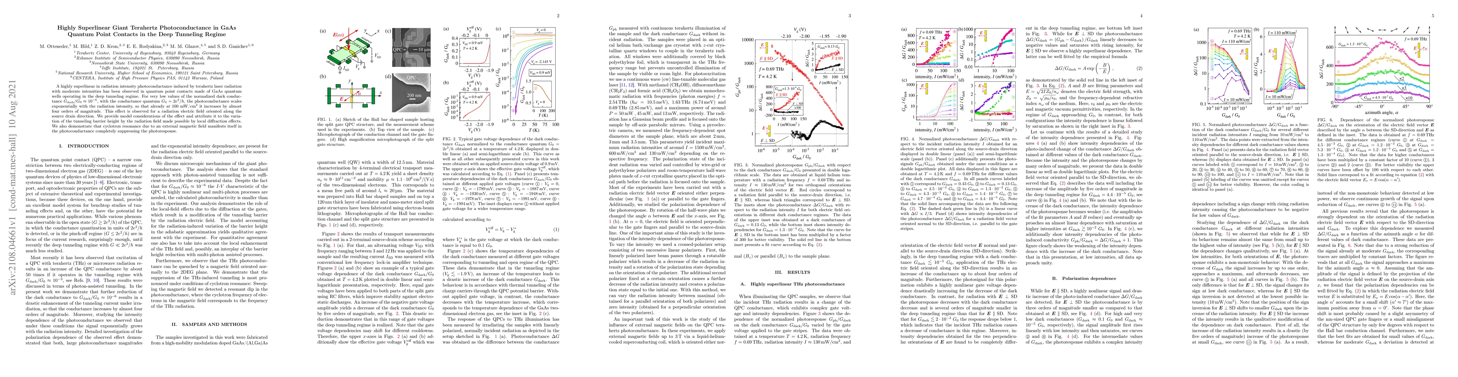 Thumbnail for Highly Superlinear Giant Terahertz Photoconductance in GaAs Quantum
  Point Contacts in the Deep Tunneling Regime