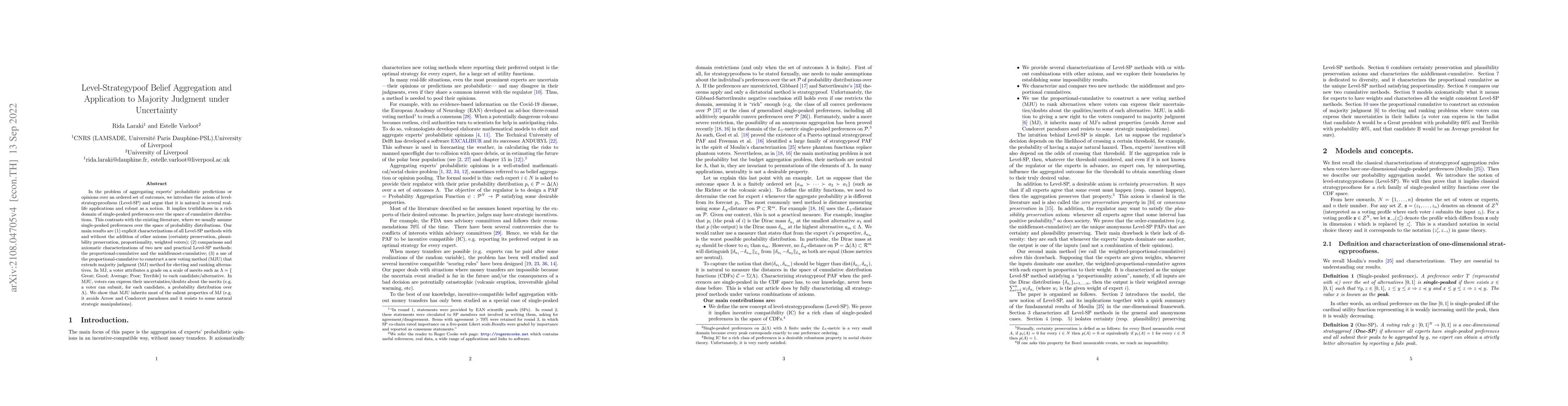 Thumbnail for Level-strategyproof Belief Aggregation Mechanisms