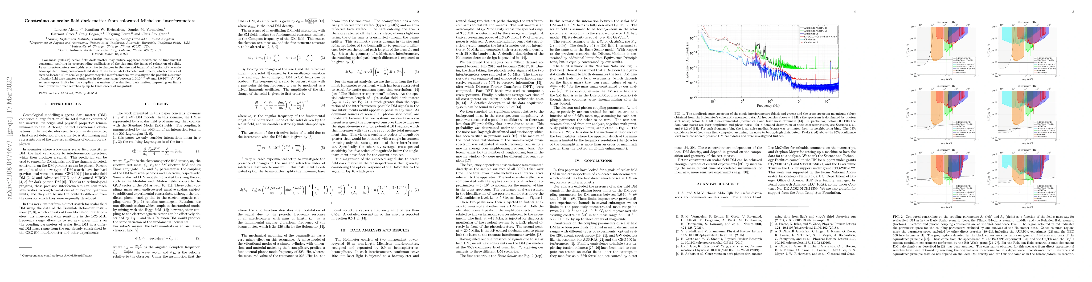 Thumbnail for Constraints on scalar field dark matter from co-located Michelson
  interferometers