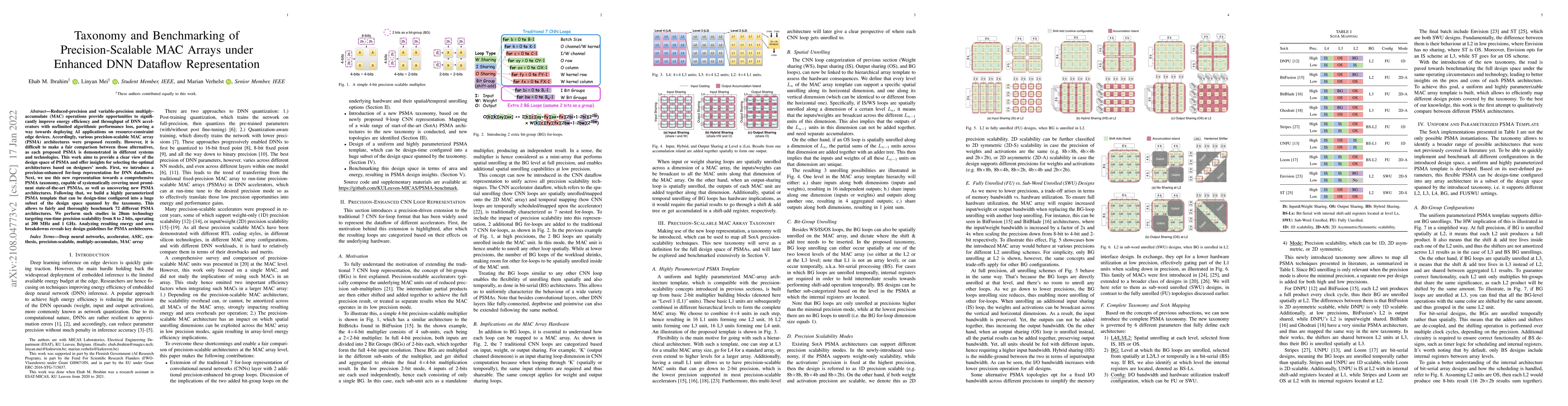 Thumbnail for Taxonomy and Benchmarking of Precision-Scalable MAC Arrays Under
  Enhanced DNN Dataflow Representation