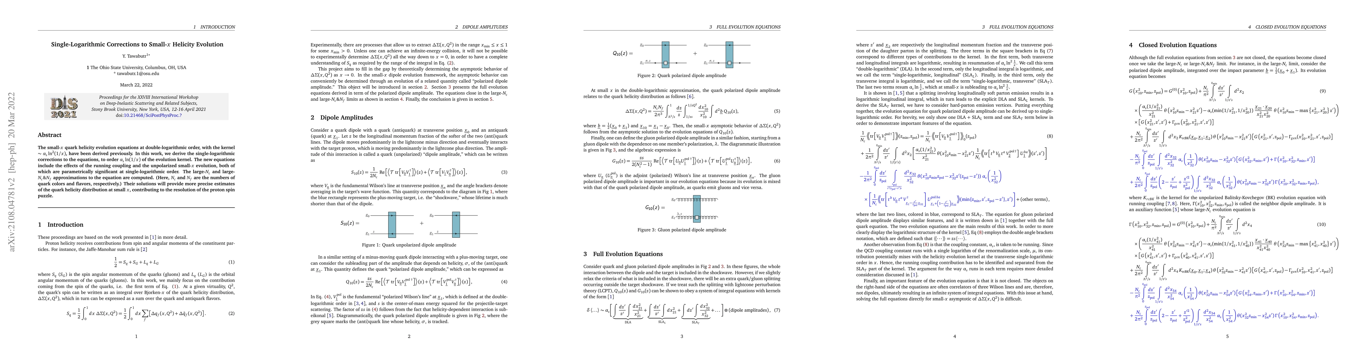 Thumbnail for Single-Logarithmic Corrections to Small-$x$ Helicity Evolution