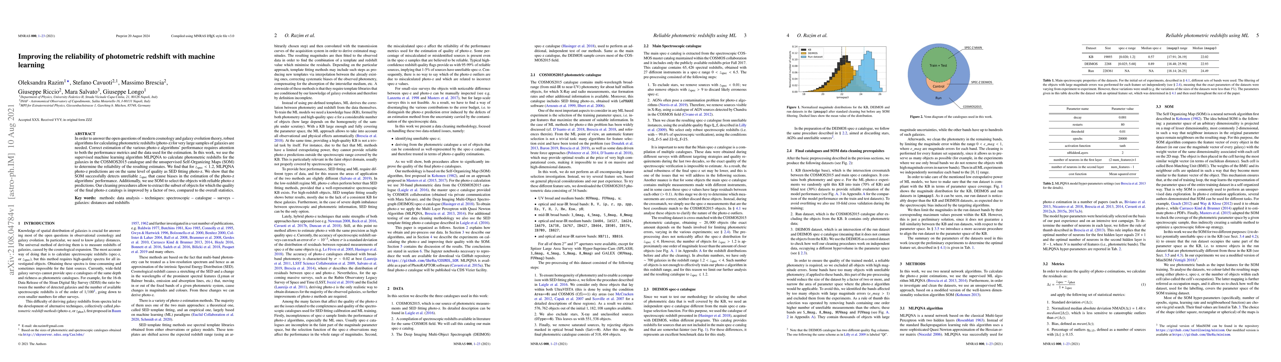 Thumbnail for Improving the reliability of photometric redshift with machine learning