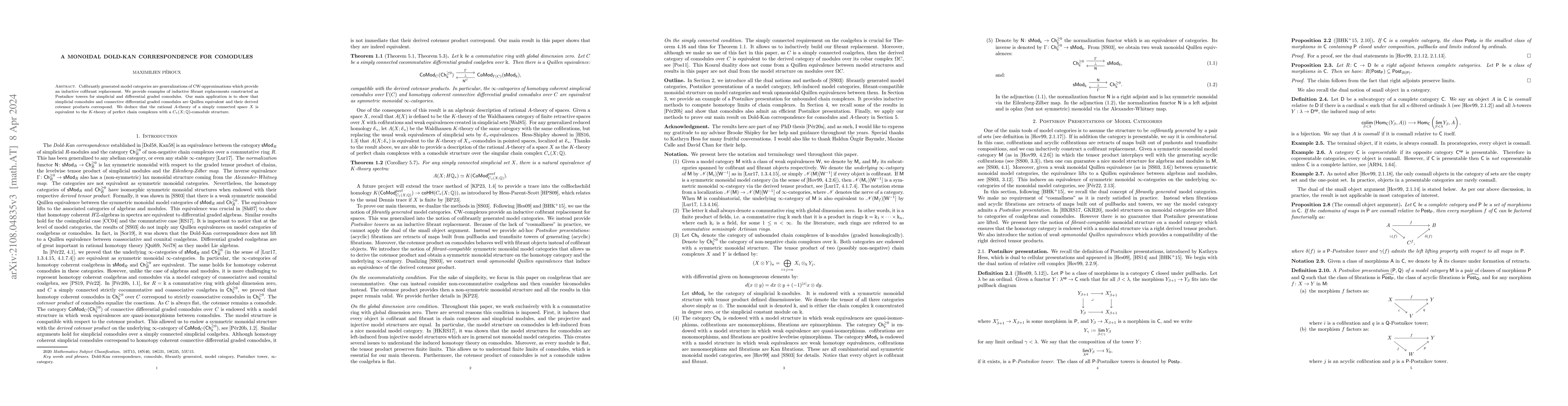 Thumbnail for A monoidal Dold-Kan correspondence for comodules