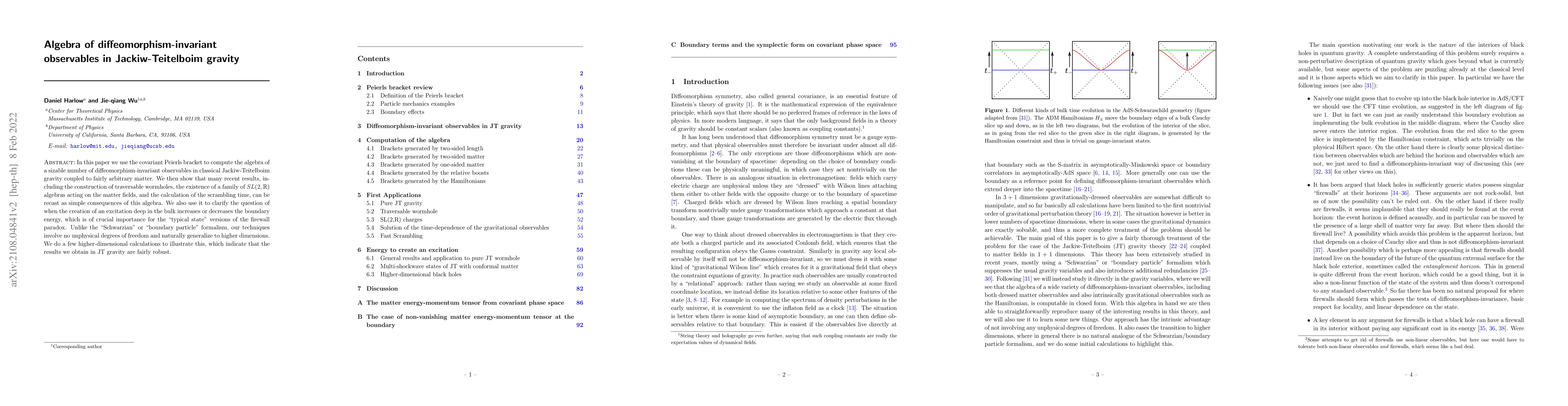 Thumbnail for Algebra of diffeomorphism-invariant observables in Jackiw-Teitelboim
  Gravity