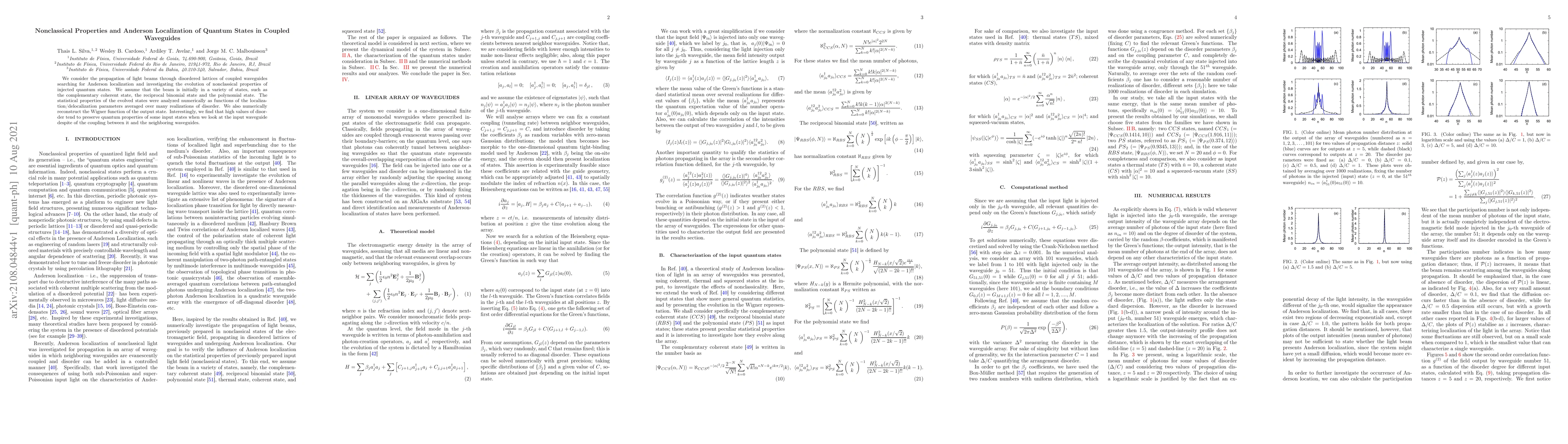 Thumbnail for Nonclassical properties and Anderson localization of quantum states in
  coupled waveguides